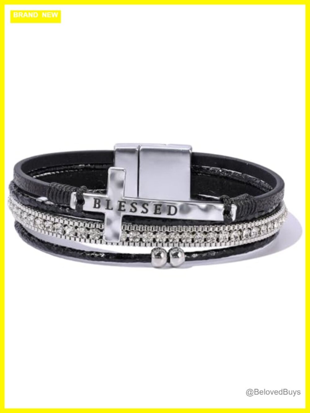 Boho Leather Wrap Bracelet Chunky Stackable Statement Magnetic Cuff